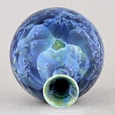 イサク・イサクソン  一点もの！  ブルークリスタルの花瓶  2017年  (16cm)