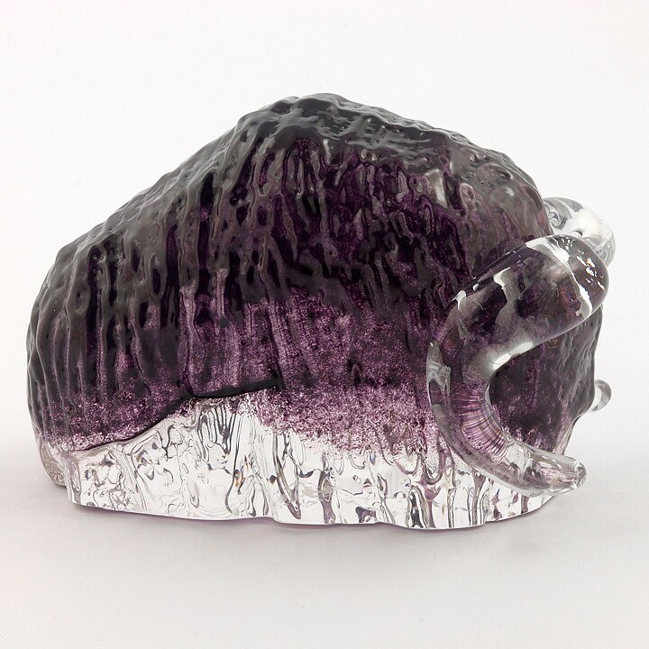 Göran Wärff (WWF 1973) Purple Glass Muskox 12/8 cm (with Certificate)  [Sample Images]