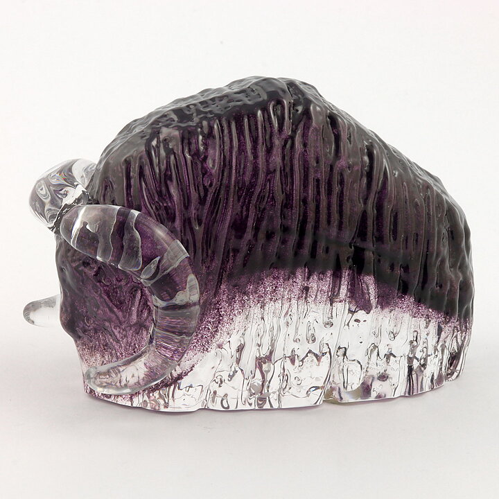 Göran Wärff (WWF 1973) Purple Glass Muskox 12/8 cm (with Certificate)  [Sample Images]