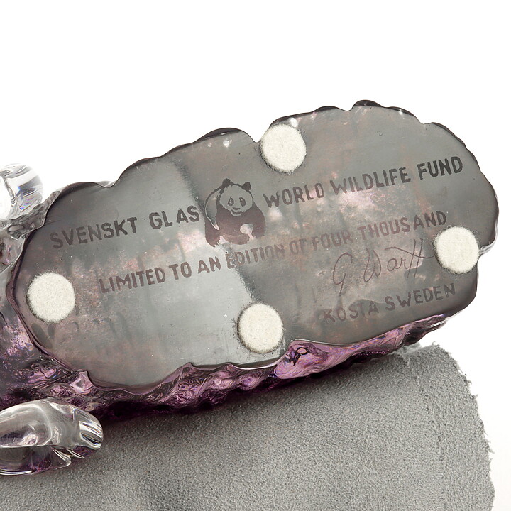 Göran Wärff (WWF 1973) Purple Glass Muskox 12/8 cm (with Certificate)  [Sample Images]