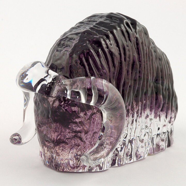 Göran Wärff (WWF 1973) Purple Glass Muskox 12/8 cm (with Certificate)  [Sample Images]