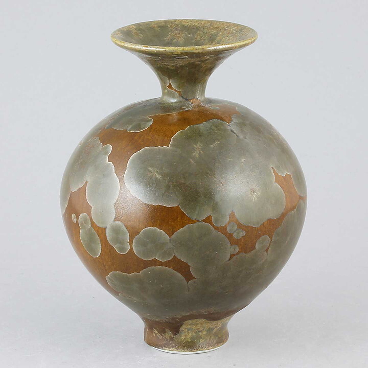 Isak Isaksson (2015) Unique Vase with Brown and Green Crystalline Glaze 13 cm