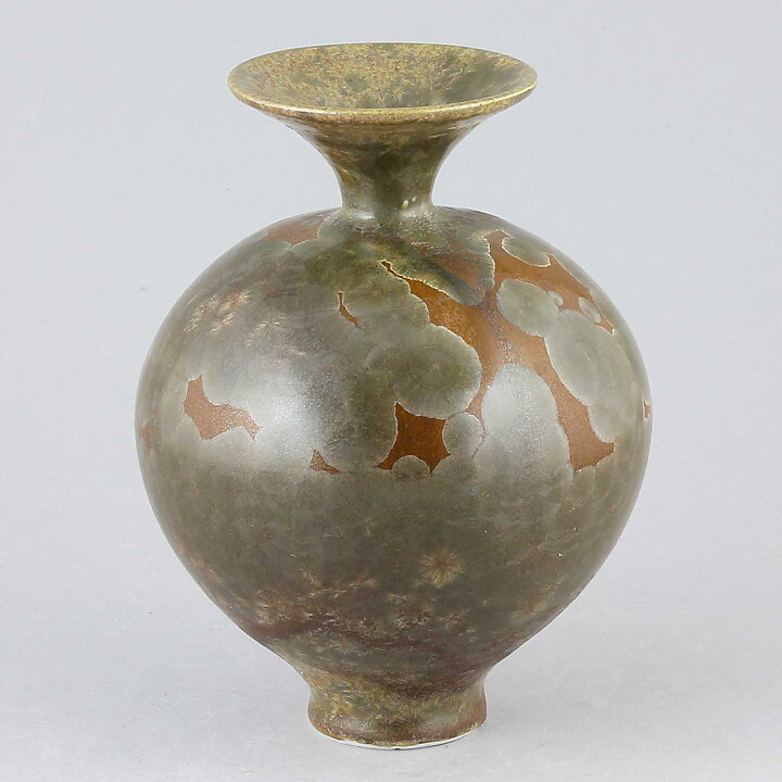 Isak Isaksson (2015) Unique Vase with Brown and Green Crystalline Glaze 13 cm