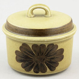 Olga Osol (Tunturi 1960) Yellow Sugar Bowl with Brown Flower Decor 11/9 cm  [Sample Images]