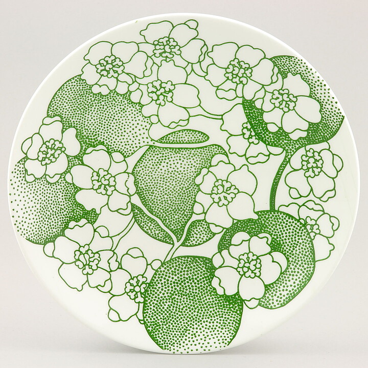 Paul Hoff (Emma 1971) Plate with Green Flower Decor 22 cm  [Sample Images]