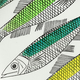 マリアンヌ・ウェストマン  My Gardenシリーズ 魚が描かれたプレート  Plate  1960年  [サンプル画像]