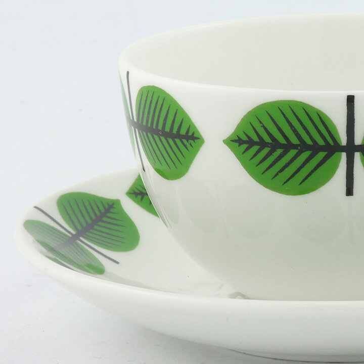 Stig Lindberg (Berså 1961) Coffee Cup with Green Leaf Decor 10 cm  [Sample Images]