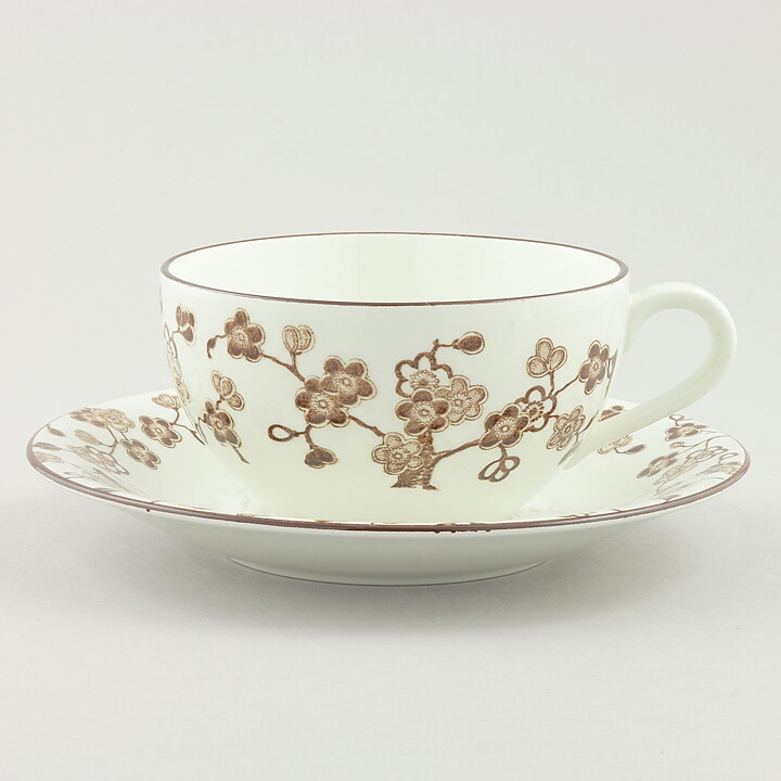 Jackie Lynd (Japonica 1977) Rounded Teacup with Brown Flower Decor 12 cm  [Sample Images]