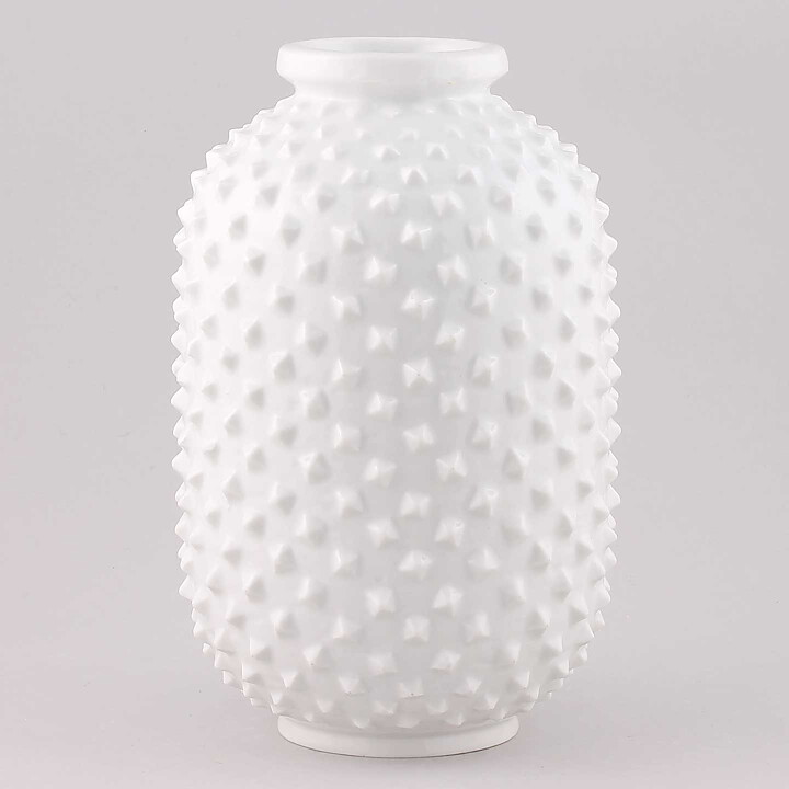 Gunnar Nylund (1951) Wide White Vase with Rivets 22 cm
