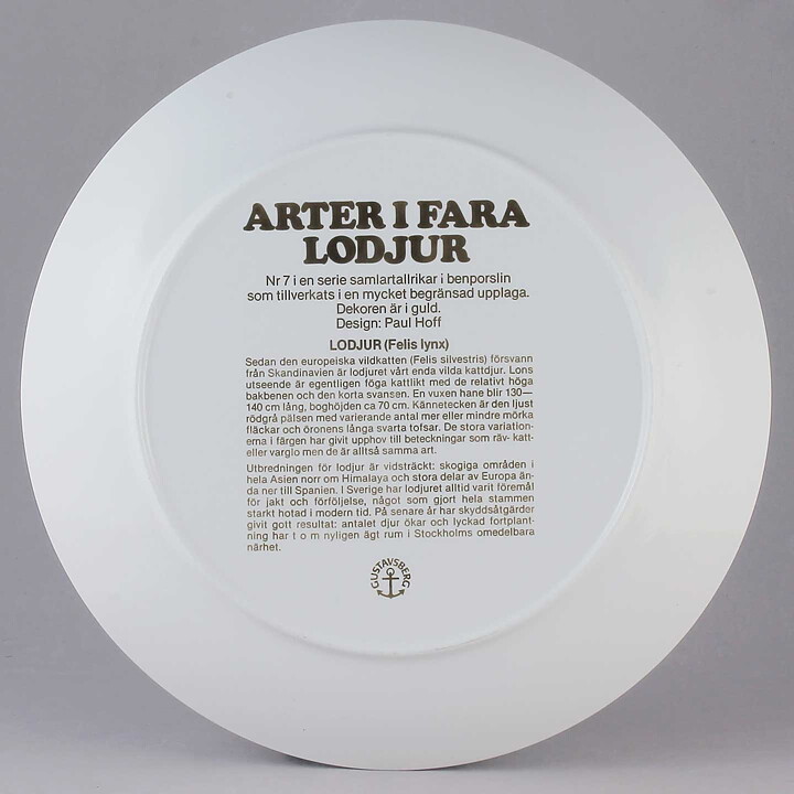  Paul Hoff (Endangered Species 1979) Lynx Collectors Wall Plate 25 cm <with Box> [Sample Images]