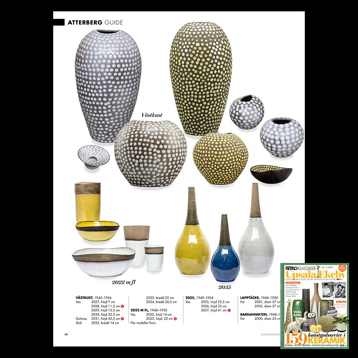 Ingrid Atterberg (Västkust 1943) Swelling Vase with White Dots 18/16 cm