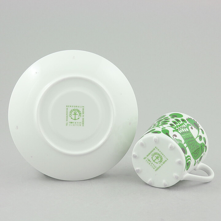 Stig Lindberg (Turtur 1972) Coffee Cup with Green Bird Decor 9 cm   [Sample Images]