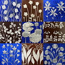 ハインツ・エレット  Landskapsblommorシリーズ  花の茶色い陶板  キバナノクリンザクラ  34cm  1972年