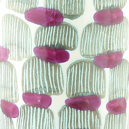 Mari Simmulson (Djungel 1953) Oval Vase with Green/Cerise Decor 20 cm
