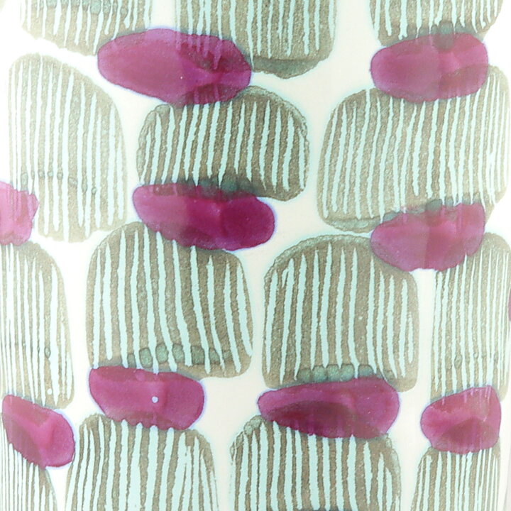Mari Simmulson (Djungel 1953) Oval Vase with Green/Cerise Decor 20 cm