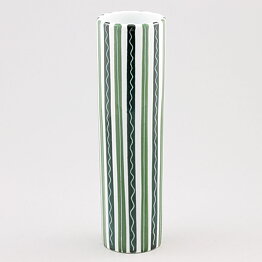 Alf Jarnestad (Alfa 1957) Modern Cylinder Vase with Green/Black Decor 20 cm