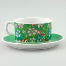 Helmer Ringström (Grön Flox 1961) Green Teacup with Flower Decor 12 cm  [Sample Images]