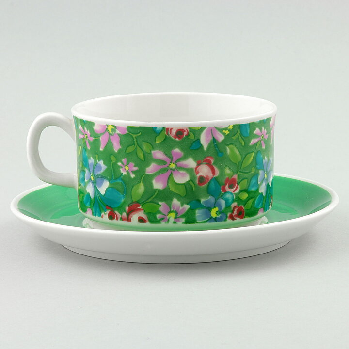 ヘルマー・リングストローム  Grön Floxシリーズ  緑色のティーカップ  花柄  12cm  1961年  [サンプル画像]