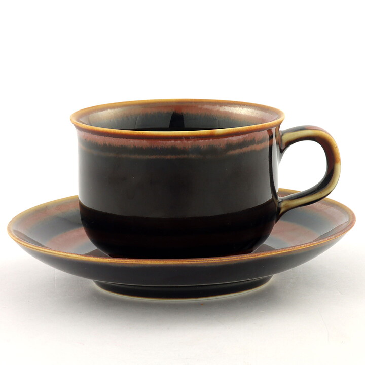 Carl-Harry Stålhane (Viking 1968) Coffee Cup Saucer with Tenmoku Glaze 13 cm  [Sample Images]  [Free Shipping]
