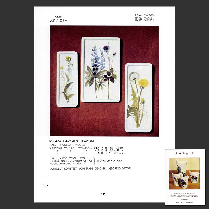 Hilkka-Liisa Ahola (Kukka 1958) Rectangular Wall Plaque with Yellow Flowers 42 cm