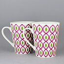 Stig Lindberg (2010) Two Mugs with Pink/Green Decor <with Box>  [Sample Images]