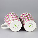 Stig Lindberg (2010) Two Mugs with Pink/Green Decor <with Box>  [Sample Images]
