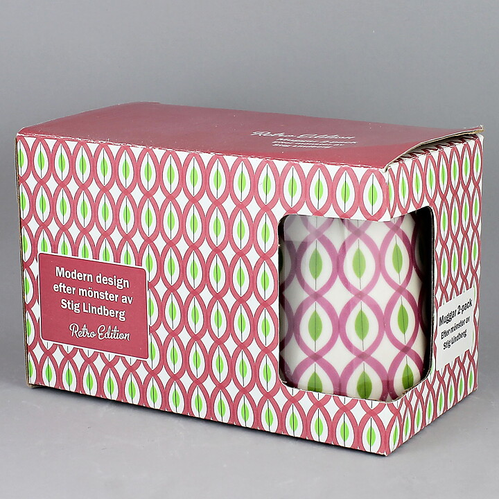 Stig Lindberg (2010) Two Mugs with Pink/Green Decor <with Box>  [Sample Images]