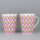 Stig Lindberg (2010) Two Mugs with Pink/Green Decor <with Box>  [Sample Images]