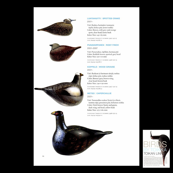 Oiva Toikka (2001) Spotted Crake (Luhtahuitti) Glass Bird 16/8 cm