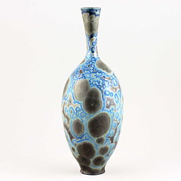 Isak Isaksson (2020) Unique Vase with Silver/Blue Crystalline Glaze 27 cm