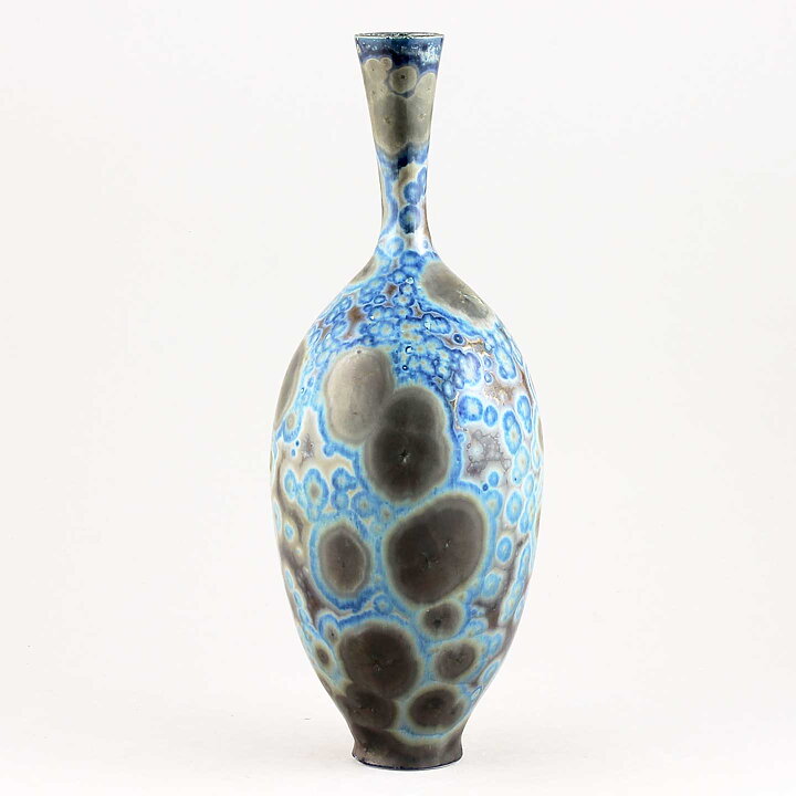 Isak Isaksson (2020) Unique Vase with Silver/Blue Crystalline Glaze 27 cm