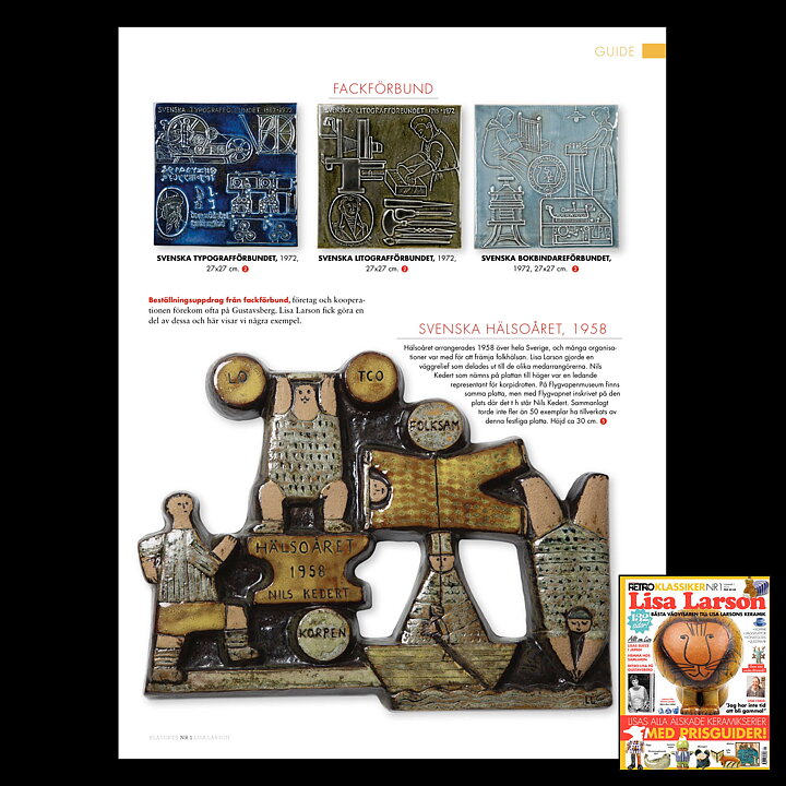 Lisa Larson (1972) Swedish Bookbinder Union Wall Plaque 27 cm