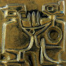 Åke Holm (1970s) Brown Wall Plaque with Abstract Decor 37 cm