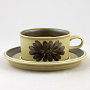 Olga Osol (Tunturi 1960) Yellow Teacup with Brown Flower Decor 12,5 cm  [Sample Images]