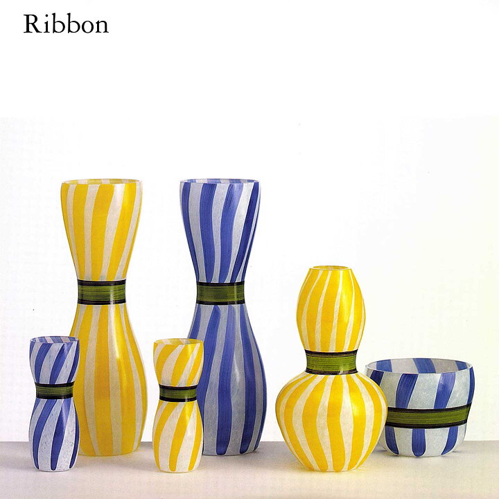 ウルリカ・ヒードマン・ヴァリーン Ribbonシリーズ  白色のボウル  青/緑色の装飾  15/10cm  1998年