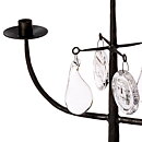 Erik Höglund (1960s) Wrought Iron Candleholder with 3 Arms and 4 Clear Glass Medallions 46 cm SH8
