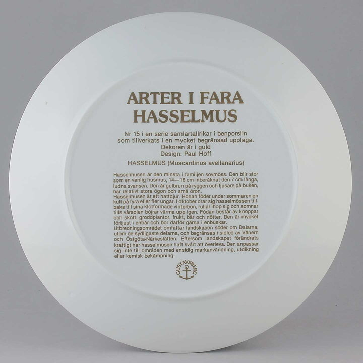 Paul Hoff (Endangered Species 1987) Hazel Dormouse Collectors Wall Plate 25 cm <with Box> [Sample Images]