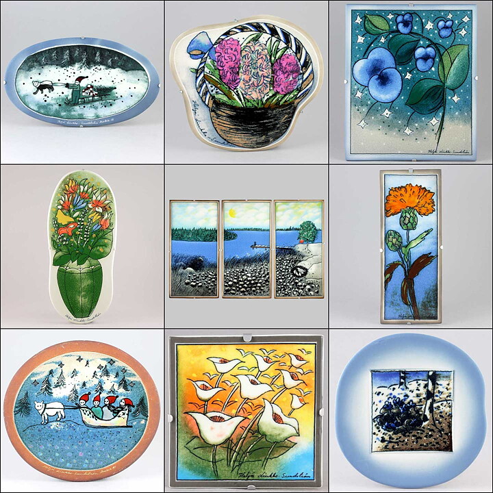 Heljä Liukko-Sundström (1980s) Relief Wall Plaque with Colorful Flower Motif 20 cm