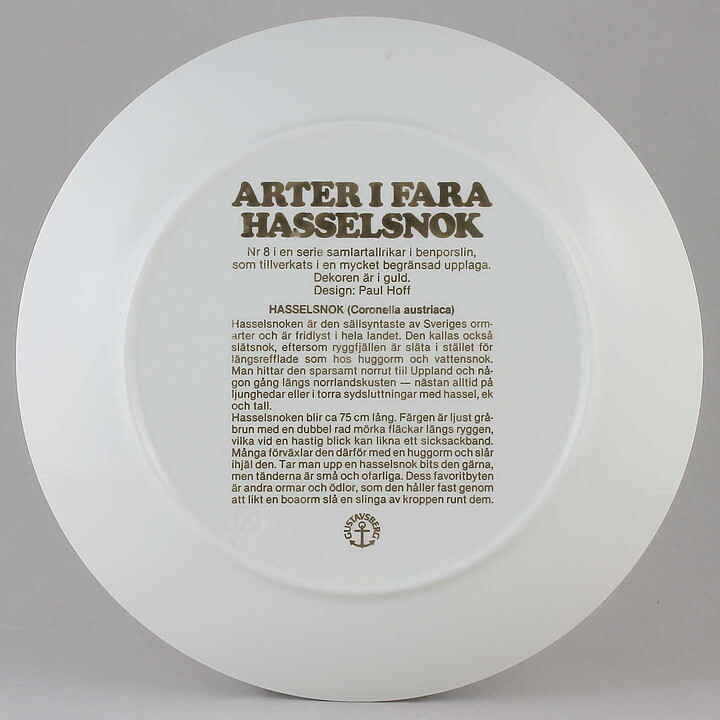 Paul Hoff (Endangered Species 1980) Smooth Snake Collectors Wall Plate 25 cm  [Sample Images]