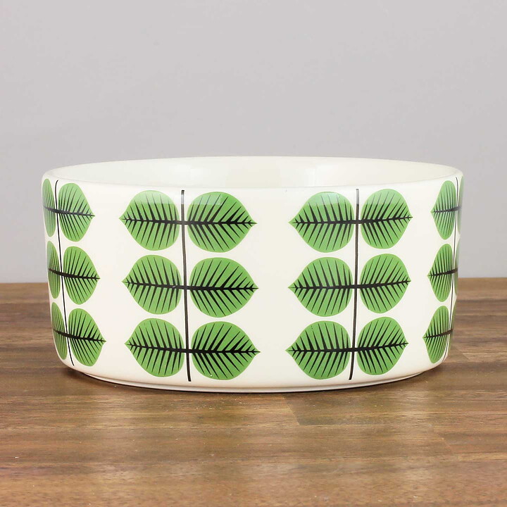 Stig Lindberg (Berså 2000s) Round Bowl with green Leaf Decor 13 cm