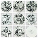 ビョルン・ヴィンブラッド 3月  陶板 Wall Plaque   人々の絵柄   1970年代 15cm