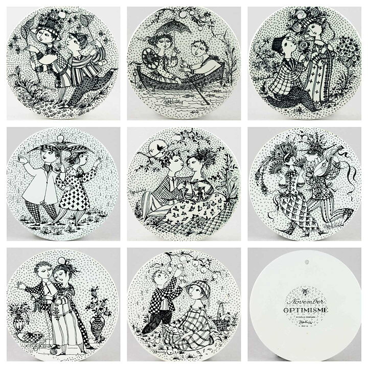 ビョルン・ヴィンブラッド 3月  陶板 Wall Plaque   人々の絵柄   1970年代 15cm