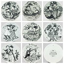 ビョルン・ヴィンブラッド 4月  陶板 Wall Plaque   人々の絵柄   1970年代 15cm