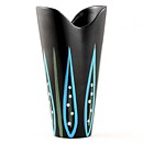 Hjördis Oldfors (Camilla 1957) Black Vase with Colorful Leaf Decor 18 cm