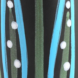 Hjördis Oldfors (Camilla 1957) Black Vase with Colorful Leaf Decor 18 cm