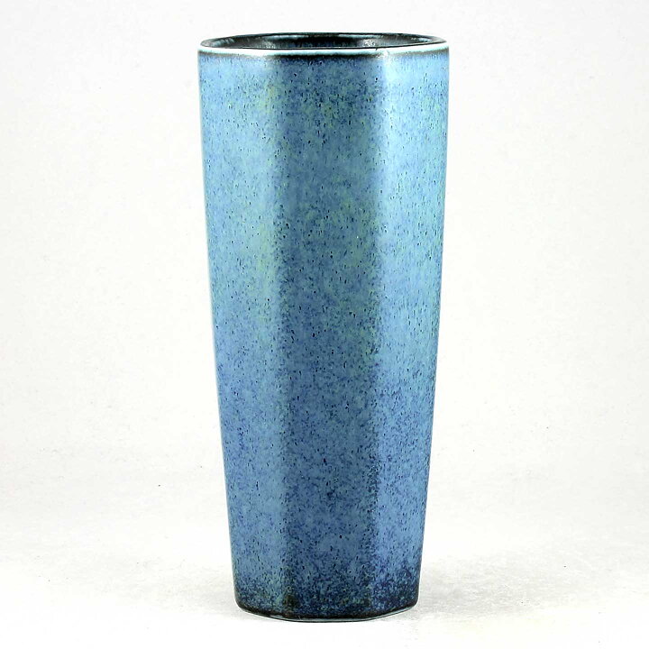 Carl-Harry Stålhane (CEK 1950s) Octagon Vase with Blue Haresfur Glaze (19 cm)