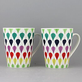 Stig Lindberg (2010) Two Mugs with Falling Leaf Decor <with Box> [Sample Images] 