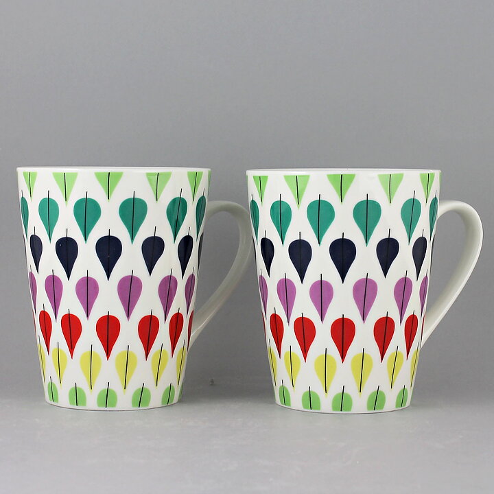 Stig Lindberg (2010) Two Mugs with Falling Leaf Decor <with Box> [Sample Images] 
