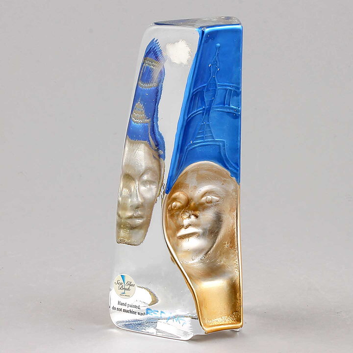 Renate Stock-Paulsson (Moai 1990s) Golden Head Sculpture Nefertite 15 cm