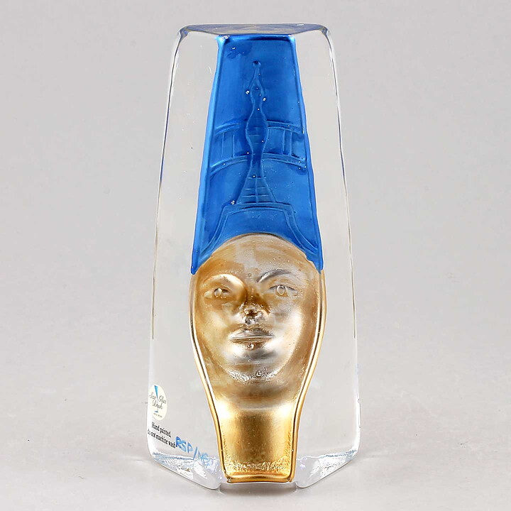 Renate Stock-Paulsson (Moai 1990s) Golden Head Sculpture Nefertite 15 cm